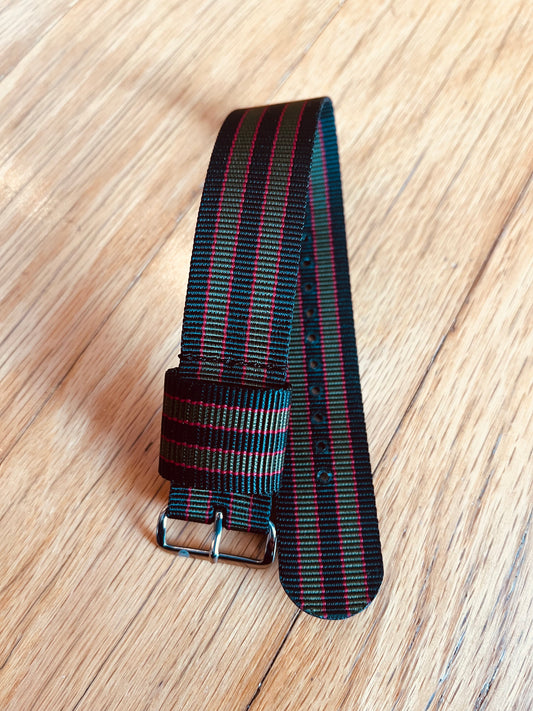 RAF-O Nylon Strap - Vintage Bond Black / Red / Green